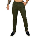 Calça de Sarja Premium Verde Militar Masculina Slim Fit com Lycra Calca jeans