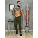 Calça de Sarja Premium Verde Militar Masculina Slim Fit com Lycra Calca jeans