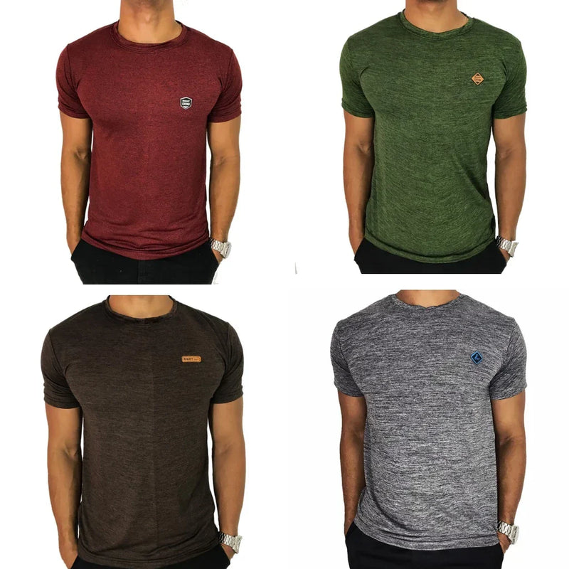 Kit 4 Camisetas Masculinas Dry Fit Malha Fria Moda Fitness Manga curta para academia