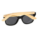 Óculos de Sol Preto com Hastes Amadeiradas