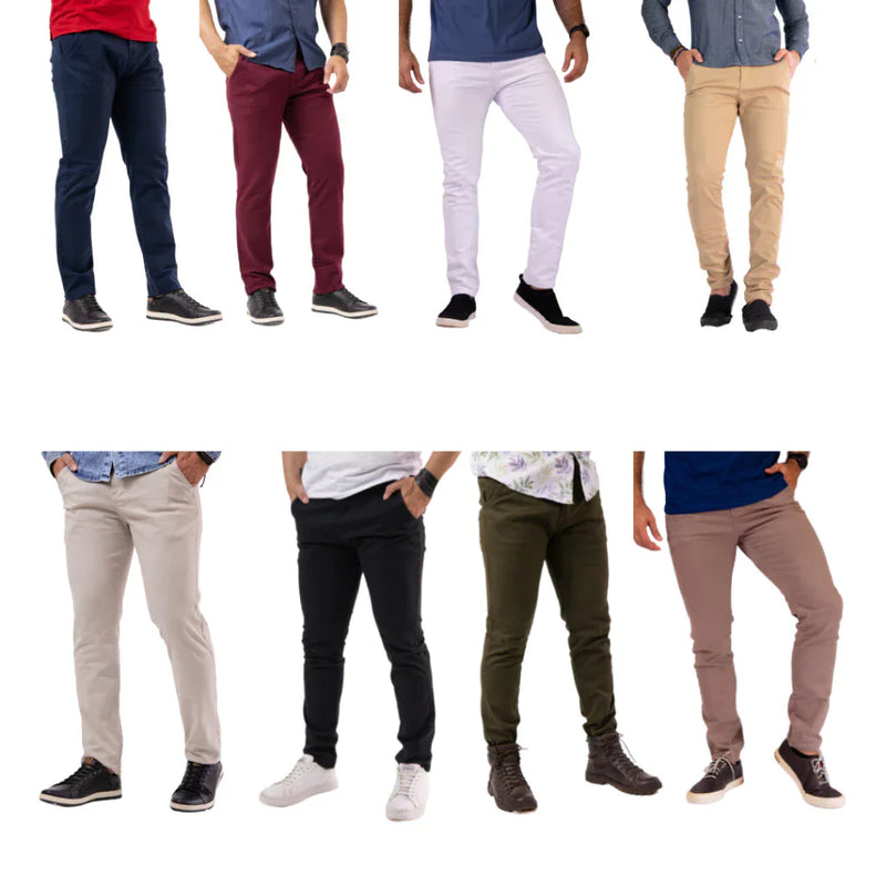 Kit c/ 3 Calças Masculinas de Sarja Esporte Fino com Elastano Social com Bolso Embutido