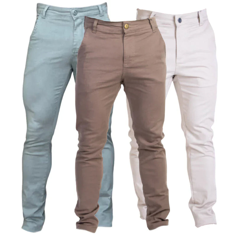 Kit c/ 3 Calças Masculinas de Sarja Esporte Fino com Elastano Social com Bolso Embutido