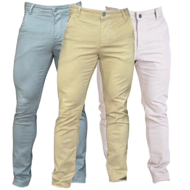 Kit c/ 3 Calças Masculinas de Sarja Esporte Fino com Elastano Social com Bolso Embutido