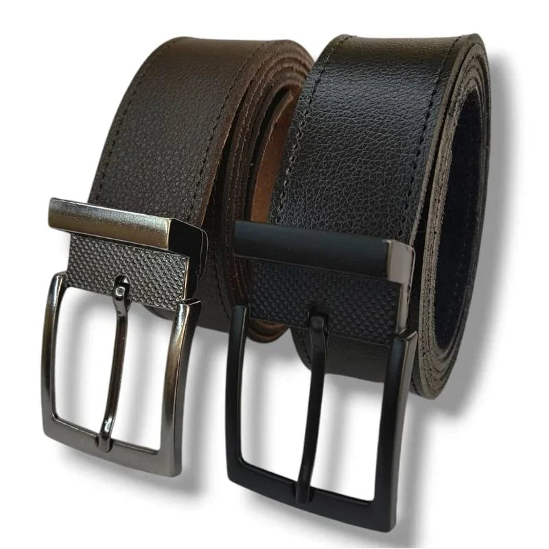 Kit 2 Cintos Masculinos Couro Sintético - 125 CM / TAMANHO AJUSTÁVEL.