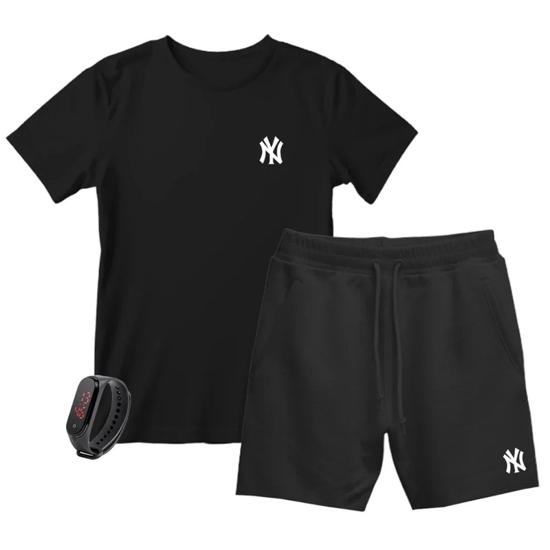 Kit Camiseta Masculina e Short Moletinho Várias Cores + Brinde