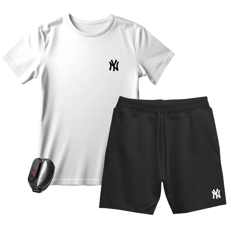 Kit Camiseta Masculina e Short Moletinho Várias Cores + Brinde
