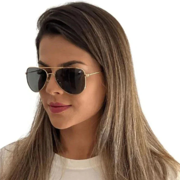 Óculos de Sol Aviador Lente Preta com Proteção UV400