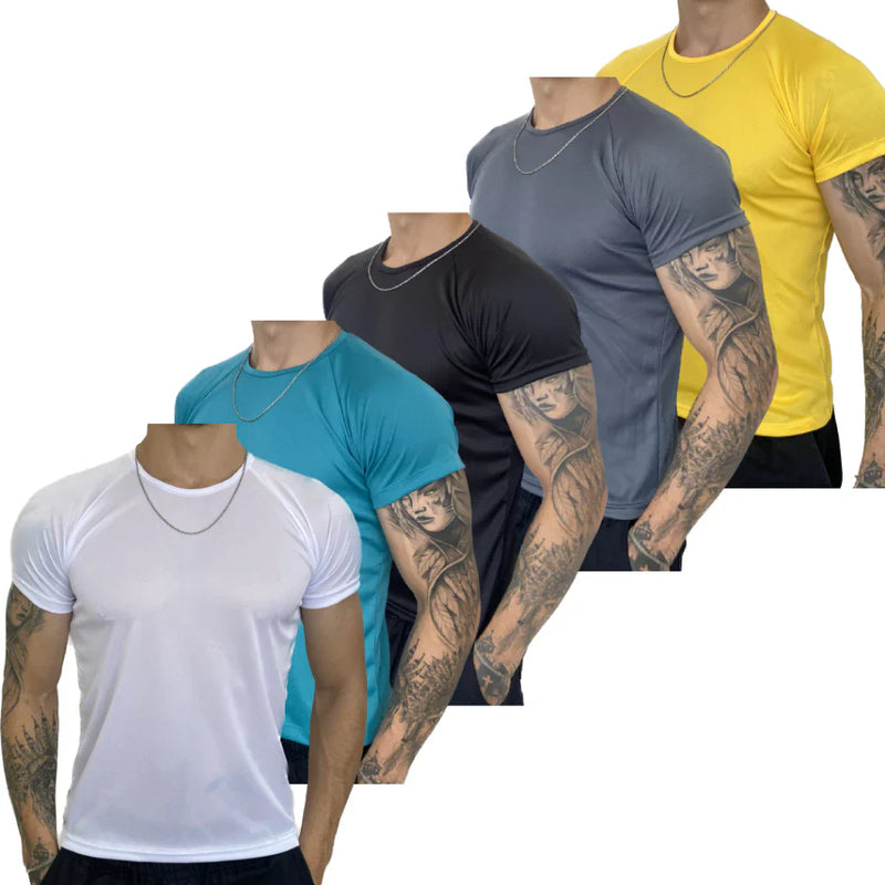 Kit 5 Camisetas Dry Fit Masculina - Casual - Treino - Academia - Esportes - Exercícios - Corrida