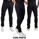 Kit c/ 3 Calças Masculinas de Sarja Esporte Fino com Elastano Social com Bolso Embutido