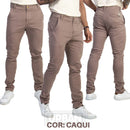 Kit c/ 3 Calças Masculinas de Sarja Esporte Fino com Elastano Social com Bolso Embutido